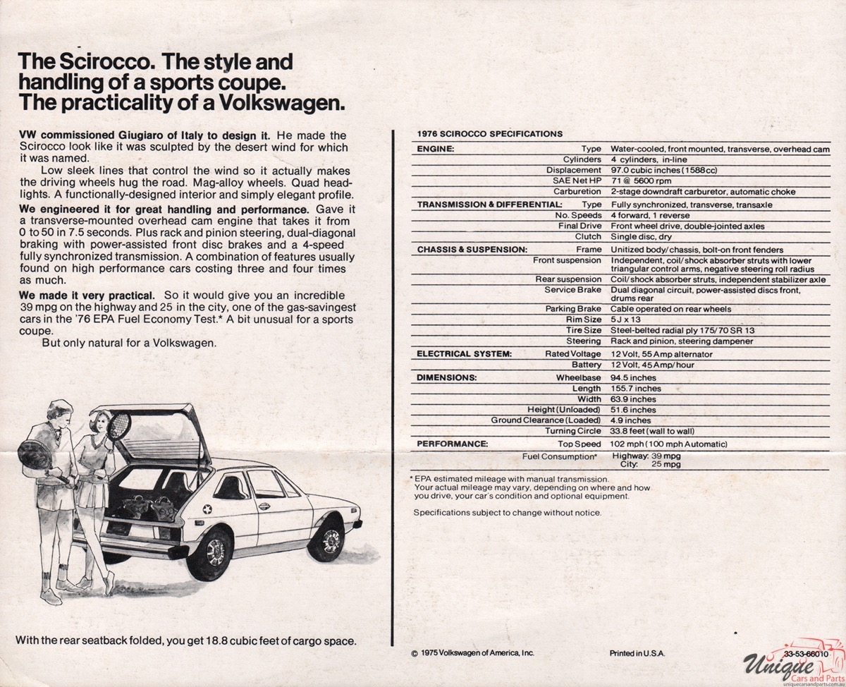 1976 VW Scirocco Brochure Page 5